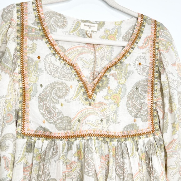 World Market Bohemian Paisley Print Blouse Size S/M NWT - Picture 2 of 3
